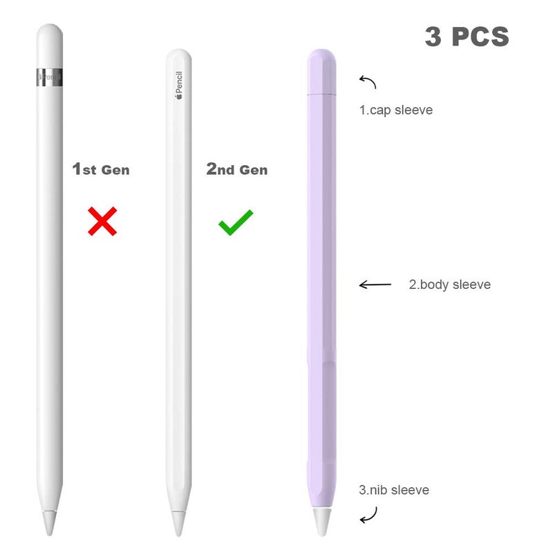 YINVA Apple Pencil 2nd Gen Case with Grip & Protective Nib Cover (Purple) - Image 2